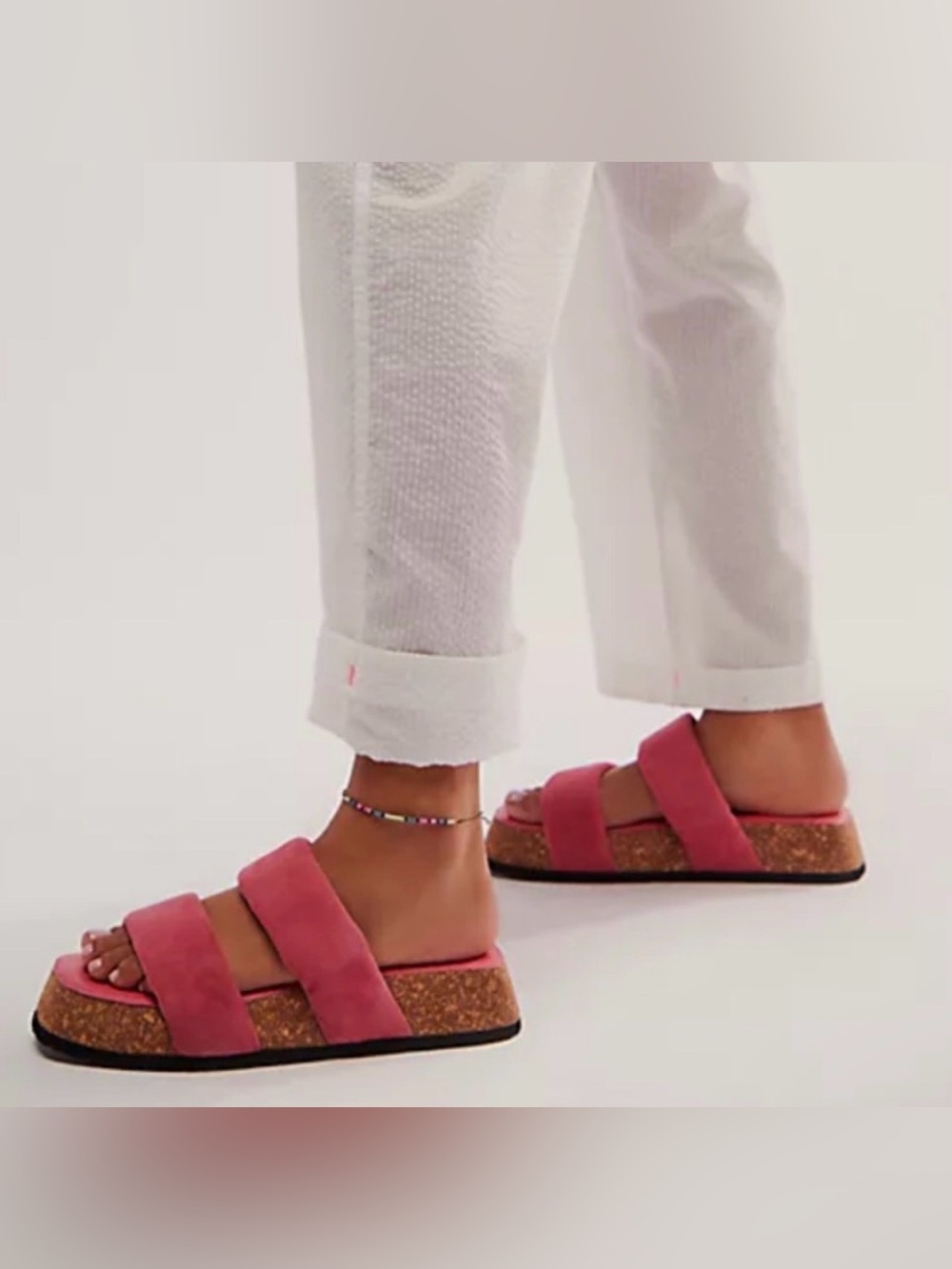 Free People  Pink Double-Band Slide Sandals Size 7.5